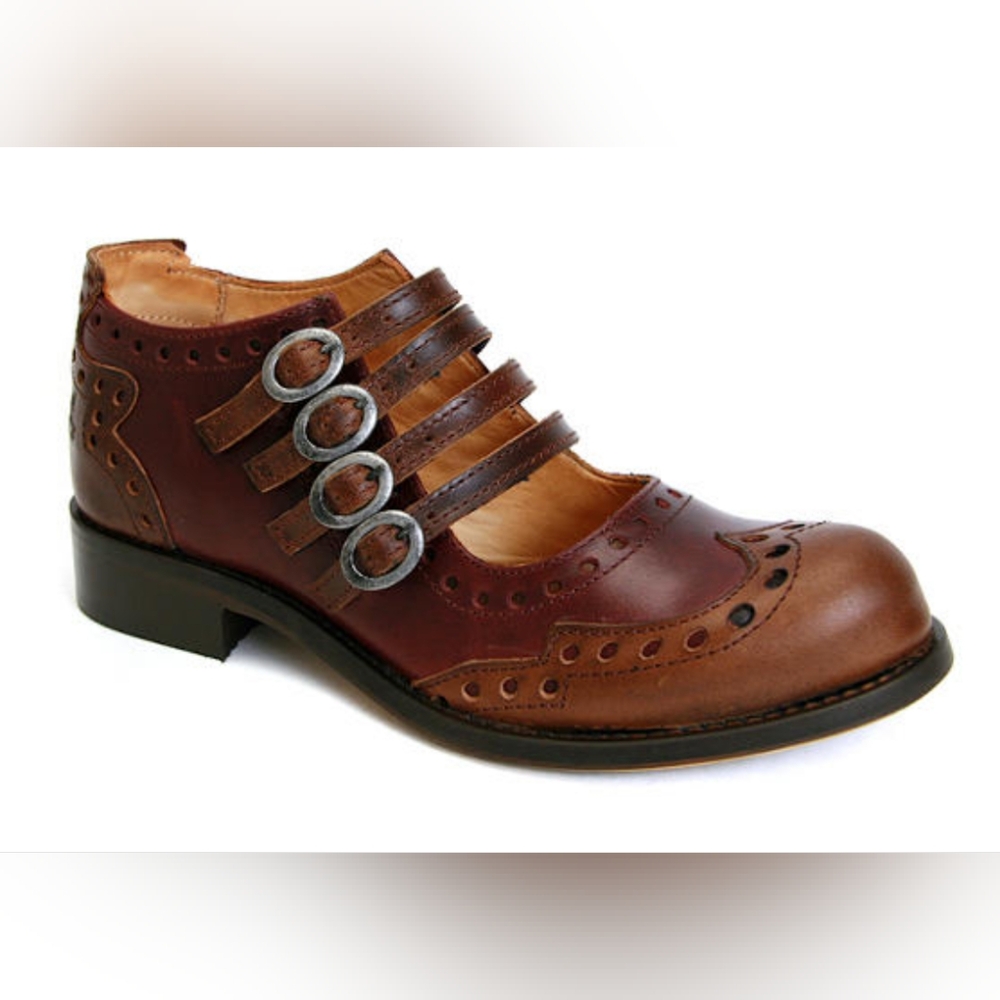 John Fluevog Brown Leather Adrian Alli Mary Jane Loafers, size 9